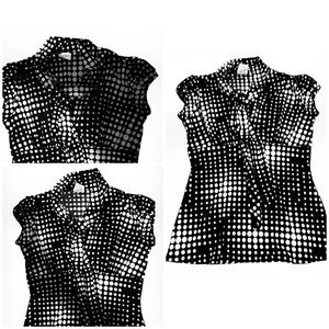 Maurices Super Cute Fitted Black & White Polka Dot Blouse w/Tie Neck! SZ S